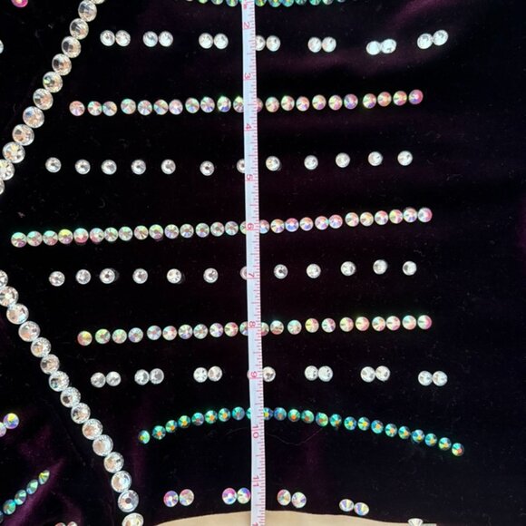 Purple Halter - Jazz Age Velvet Figure Skating Dress + Custom Crystals - XS/S - Picture 9 of 14